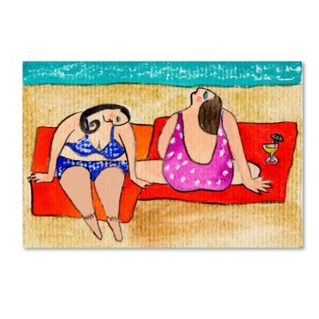 Trademark Fine Art Wyanne 'Big Divas Lounging On The Beach' Canvas Art, 22x32 ALI8139-C2232GG